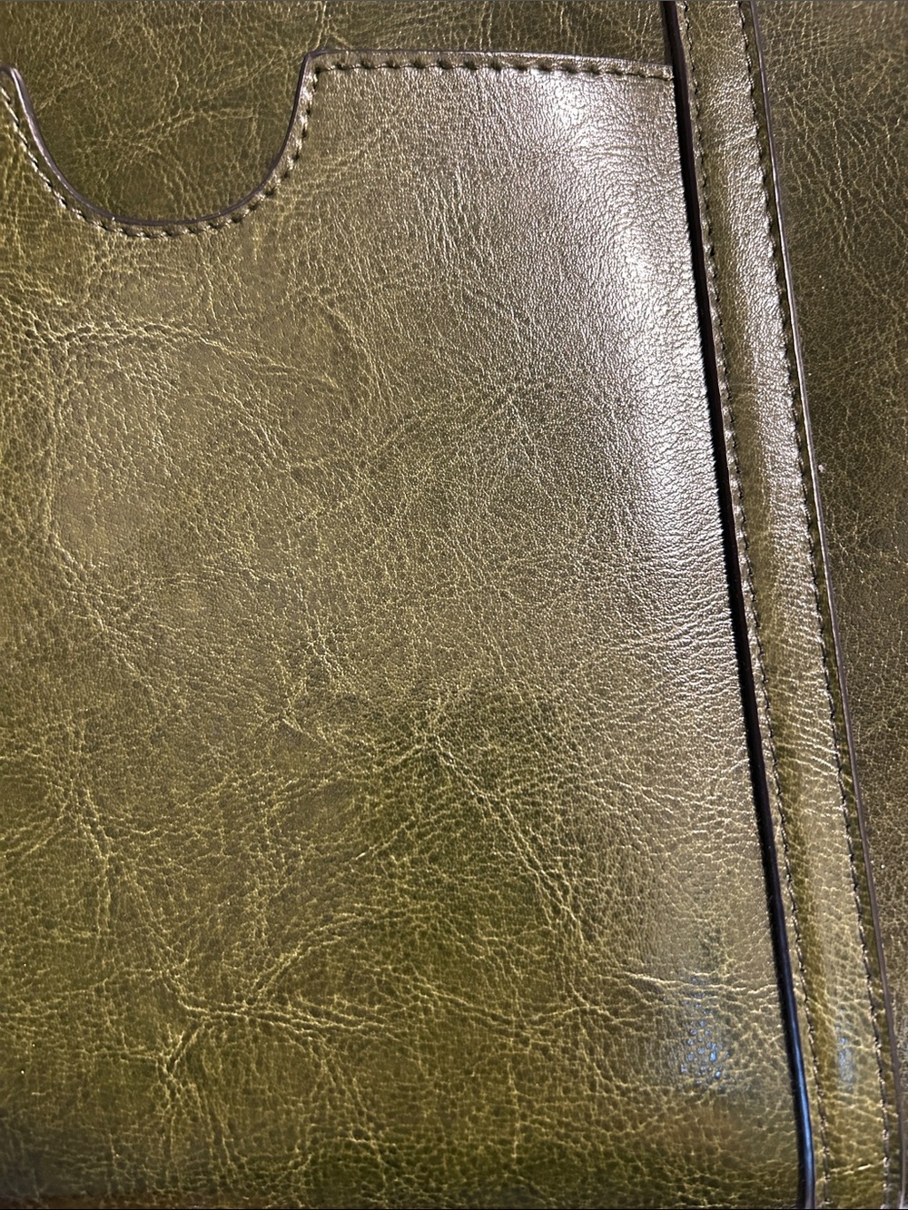 Green Leather Tote Shoulder/Handbag with Front Pocket and included clutch, MBDM - Picture 4 of 10